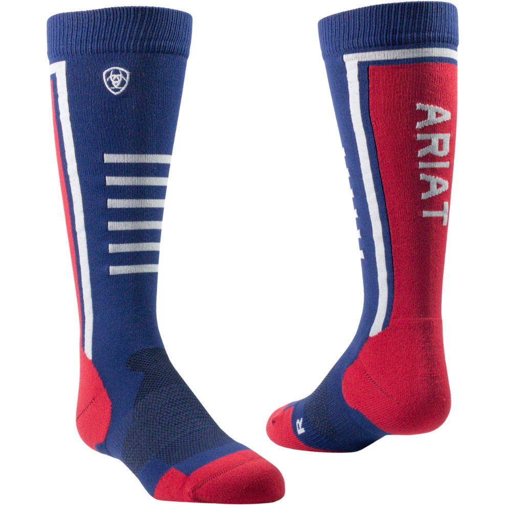 2025 Ariat Junior Ariattek Slimline Performance Socke 10070586 - Navy / Red